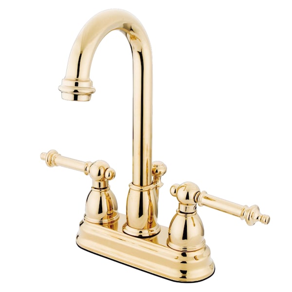 4" Centerset Bathroom Faucet, Polished Brass